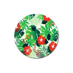 Tropical Leaf Flower Digital Magnet 3  (round)
