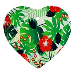 Tropical Leaf Flower Digital Heart Ornament (two Sides)
