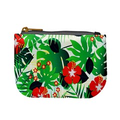 Tropical Leaf Flower Digital Mini Coin Purse