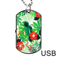 Tropical Leaf Flower Digital Dog Tag Usb Flash (two Sides)