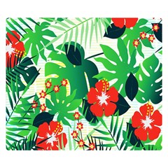 Tropical Leaf Flower Digital Double Sided Flano Blanket (small) 