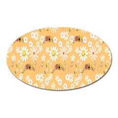 Cream Floral Oval Magnet by Sparkle