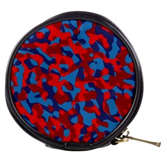 Red And Blue Camouflage Pattern Mini Makeup Bag by SpinnyChairDesigns