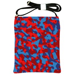 Red And Blue Camouflage Pattern Shoulder Sling Bag by SpinnyChairDesigns