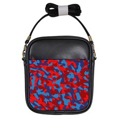 Red and Blue Camouflage Pattern Girls Sling Bag