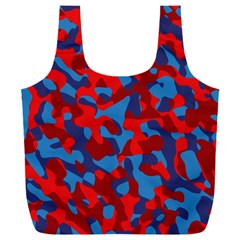 Red And Blue Camouflage Pattern Full Print Recycle Bag (xxxl)