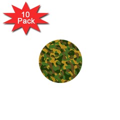 Yellow Green Brown Camouflage 1  Mini Buttons (10 Pack)  by SpinnyChairDesigns