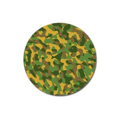 Yellow Green Brown Camouflage Magnet 3  (round) by SpinnyChairDesigns