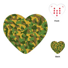 Yellow Green Brown Camouflage Playing Cards Single Design (heart)