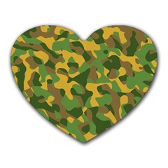 Yellow Green Brown Camouflage Heart Mousepads by SpinnyChairDesigns