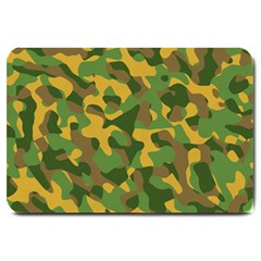 Yellow Green Brown Camouflage Large Doormat  by SpinnyChairDesigns