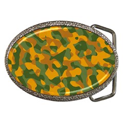 Green And Orange Camouflage Pattern Belt Buckles