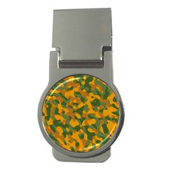 Green And Orange Camouflage Pattern Money Clips (round)  by SpinnyChairDesigns