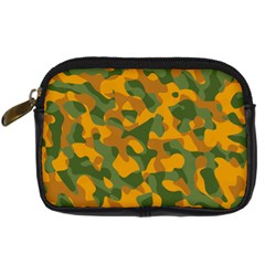 Green And Orange Camouflage Pattern Digital Camera Leather Case