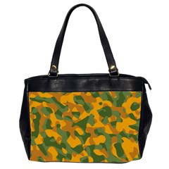 Green And Orange Camouflage Pattern Oversize Office Handbag (2 Sides) by SpinnyChairDesigns