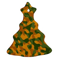 Green And Orange Camouflage Pattern Christmas Tree Ornament (two Sides)