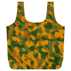 Green And Orange Camouflage Pattern Full Print Recycle Bag (xxl) by SpinnyChairDesigns
