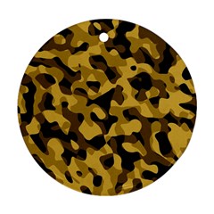 Black Yellow Brown Camouflage Pattern Ornament (round)