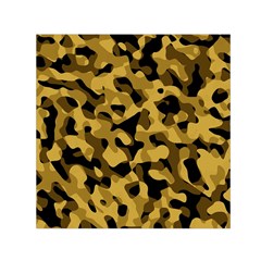 Black Yellow Brown Camouflage Pattern Small Satin Scarf (square) by SpinnyChairDesigns