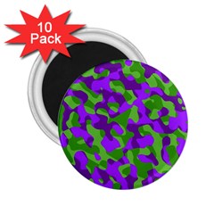 Purple And Green Camouflage 2 25  Magnets (10 Pack)  by SpinnyChairDesigns