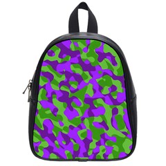 Purple And Green Camouflage School Bag (small) by SpinnyChairDesigns