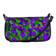 Purple And Green Camouflage Shoulder Clutch Bag by SpinnyChairDesigns