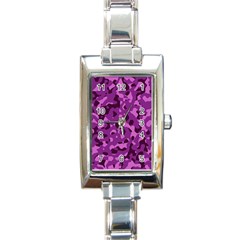 Dark Purple Camouflage Pattern Rectangle Italian Charm Watch