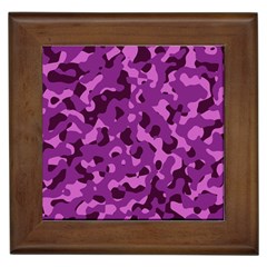 Dark Purple Camouflage Pattern Framed Tile