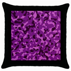 Dark Purple Camouflage Pattern Throw Pillow Case (black) by SpinnyChairDesigns