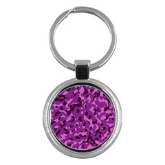 Dark Purple Camouflage Pattern Key Chain (Round)