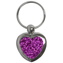 Dark Purple Camouflage Pattern Key Chain (Heart)