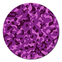 Dark Purple Camouflage Pattern Magnet 5  (Round)