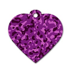 Dark Purple Camouflage Pattern Dog Tag Heart (One Side)