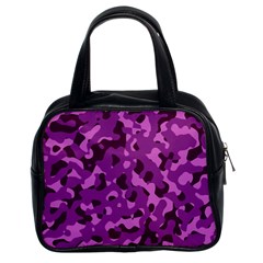 Dark Purple Camouflage Pattern Classic Handbag (Two Sides)