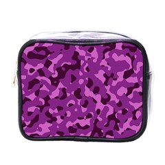 Dark Purple Camouflage Pattern Mini Toiletries Bag (one Side) by SpinnyChairDesigns