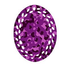 Dark Purple Camouflage Pattern Ornament (Oval Filigree)