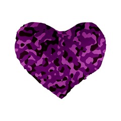 Dark Purple Camouflage Pattern Standard 16  Premium Heart Shape Cushions