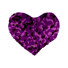 Dark Purple Camouflage Pattern Standard 16  Premium Flano Heart Shape Cushions