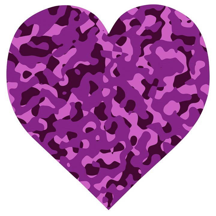 Dark Purple Camouflage Pattern Wooden Puzzle Heart