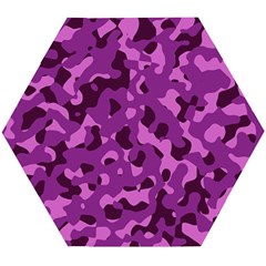 Dark Purple Camouflage Pattern Wooden Puzzle Hexagon by SpinnyChairDesigns