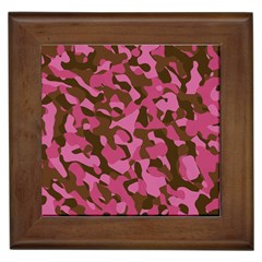 Pink And Brown Camouflage Framed Tile by SpinnyChairDesigns