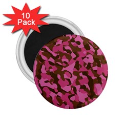 Pink And Brown Camouflage 2 25  Magnets (10 Pack)  by SpinnyChairDesigns