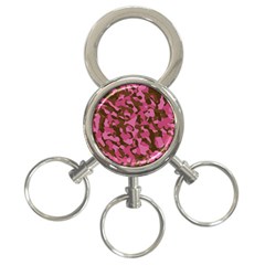 Pink And Brown Camouflage 3-ring Key Chain by SpinnyChairDesigns