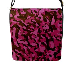 Pink And Brown Camouflage Flap Closure Messenger Bag (l) by SpinnyChairDesigns