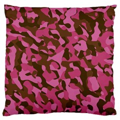 Pink And Brown Camouflage Large Flano Cushion Case (one Side) by SpinnyChairDesigns