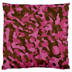 Pink And Brown Camouflage Large Flano Cushion Case (two Sides) by SpinnyChairDesigns