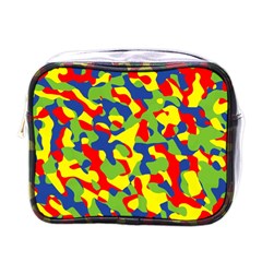 Colorful Rainbow Camouflage Pattern Mini Toiletries Bag (one Side) by SpinnyChairDesigns