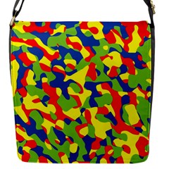 Colorful Rainbow Camouflage Pattern Flap Closure Messenger Bag (s) by SpinnyChairDesigns