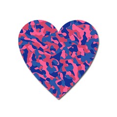 Blue And Pink Camouflage Pattern Heart Magnet by SpinnyChairDesigns