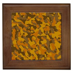 Brown And Orange Camouflage Framed Tile by SpinnyChairDesigns